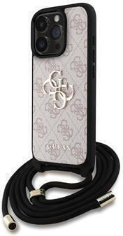 Guess Metal Logo Umschlag Rückseite Synthetisches Leder mit Band Rosa (iPhone 17 Pro / iPhone 16 Pro)