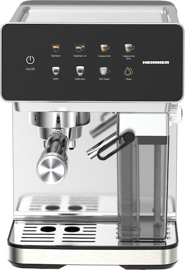 Heinner Automatic Espresso Machine 1350W Pressure 20bar for Cappuccino Silver HEM-LK20DMLK