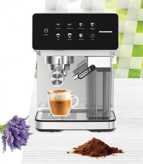 Heinner Automatic Espresso Machine 1350W Pressure 20bar for Cappuccino Silver HEM-LK20DMLK