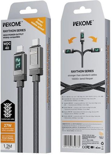 WK USB-C to Lightning Cable 27W Μαύρο 1.2m