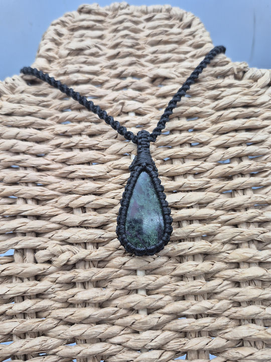 Handmade Macrame Necklace Ruby Zoisite – Unique Semi-Precious Stone Jewelry