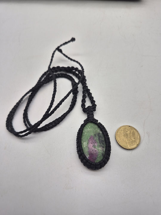 Handmade Macrame Necklace Ruby Zoisite – Unique Semi-Precious Stone Jewelry