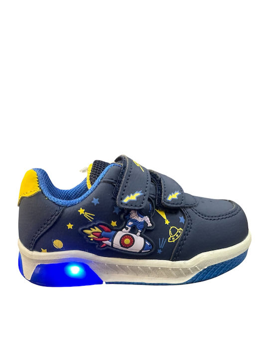 Παιδικά Sneakers με Σκρατς & Φωτάκια Μπλε