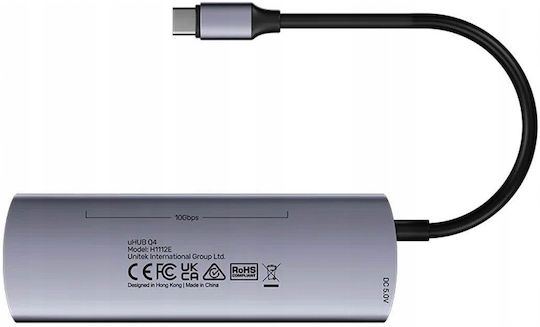 Unitek USB 3.0 4-Port Hub with USB-C Connection Gray