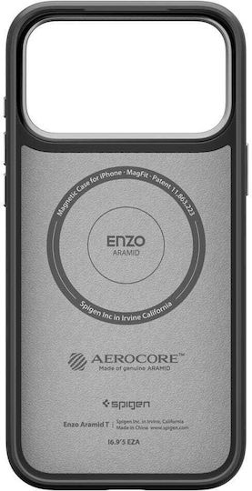 Spigen Enzo Aramid T Umschlag Rückseite Aramid Fiber Black Silver (iPhone 17 Pro)