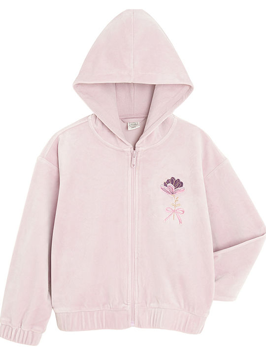 Kids Sweatshirt Cardigan with Hood Pink