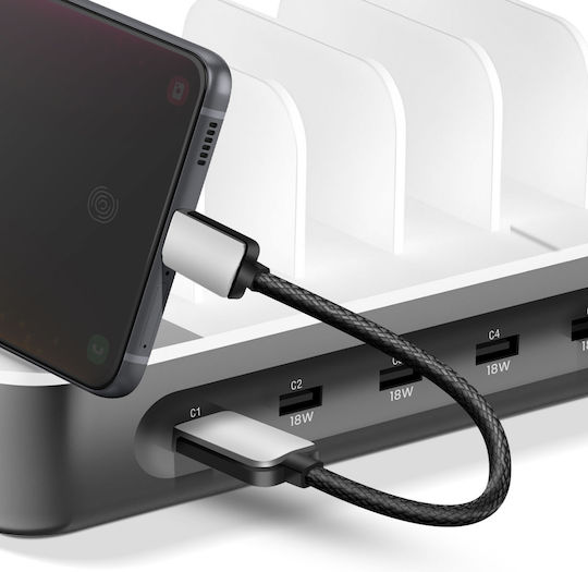 Avizar Mini USB-C/USB Кабел Ултра Къс 15 См Carplay Android Auto Зареждаща Станция Сив