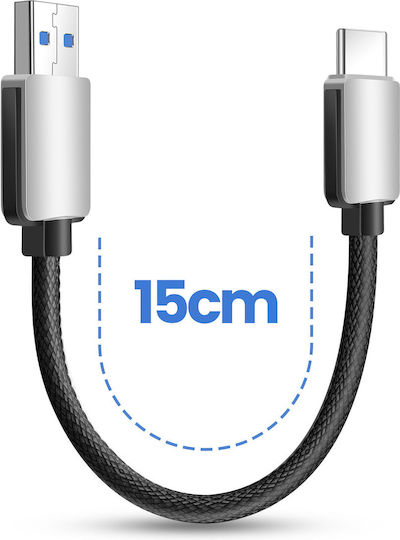 Avizar Mini USB-C/USB Кабел Ултра Къс 15 См Carplay Android Auto Зареждаща Станция Сив