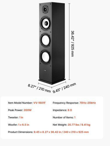 Vevor Ηχείο 200W (Τεμάχιο) Μαύρο