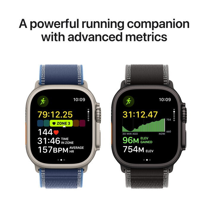 Apple Watch Ultra 3 Titanium 49mm Αδιάβροχο με eSIM και Παλμογράφο (Black Titanium Case with Black Titanium Milanese Loop - Medium)