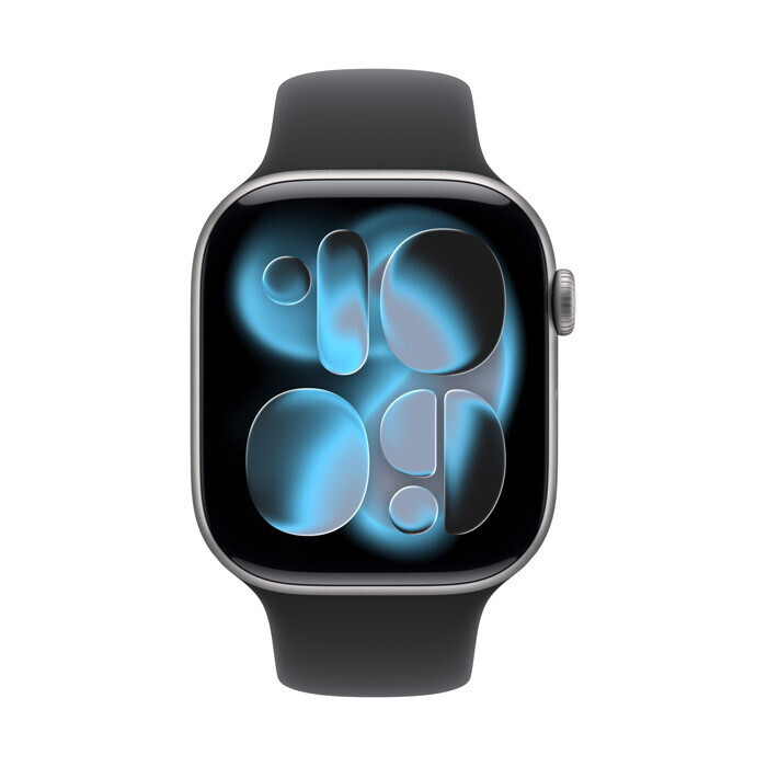 Apple Watch Series 11 Aluminium 46mm Αδιάβροχο με Παλμογράφο (Space Grey Aluminium Case with Black Sport Band - M/L) (MEV44LWA)