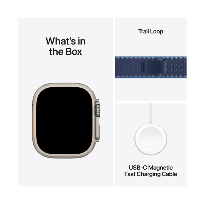 Apple Watch Ultra 3 Titanium 49mm Αδιάβροχο με eSIM και Παλμογράφο (Natural Titanium Case with Blue/Bright Blue Trail Loop - M/L)