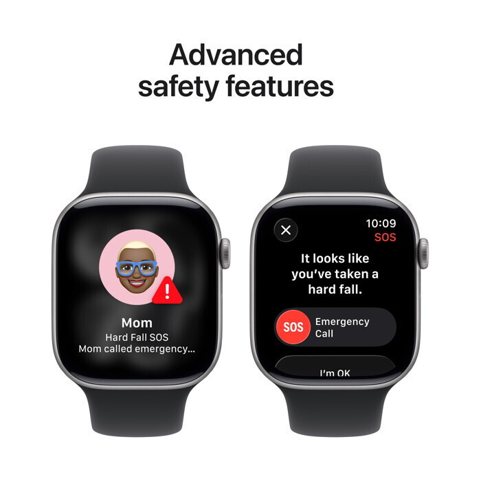 Apple Watch Series 11 Aluminium 46mm Αδιάβροχο με Παλμογράφο (Space Grey Aluminium Case with Black Sport Band - S/M) (MEV04LWA)
