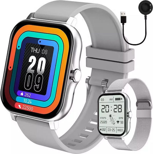 Verk Group Y13 Smartwatch με Παλμογράφο (Ασημί)