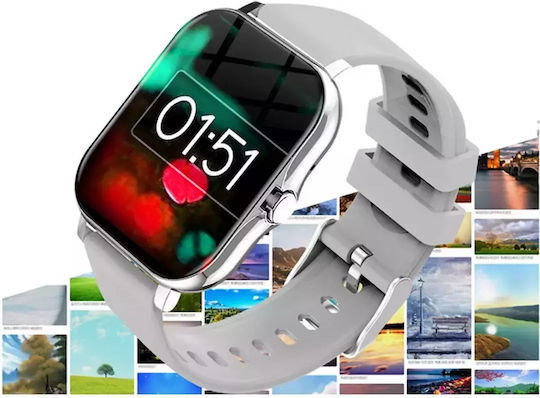 Verk Group Y13 Smartwatch με Παλμογράφο (Ασημί)