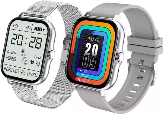 Verk Group Y13 Smartwatch με Παλμογράφο (Ασημί)