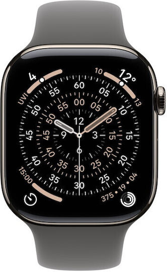 Apple Watch Series 11 Titanium 42mm Waterproof with eSIM and Heart Rate Monitor (Natural Titanium Case with Stone Grey Sport Band - M/L)