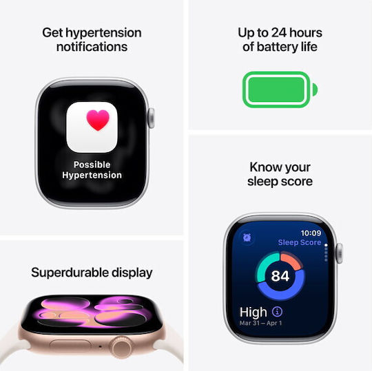 Apple Watch Series 11 Titanium 42mm Waterproof with eSIM and Heart Rate Monitor (Natural Titanium Case with Stone Grey Sport Band - M/L)