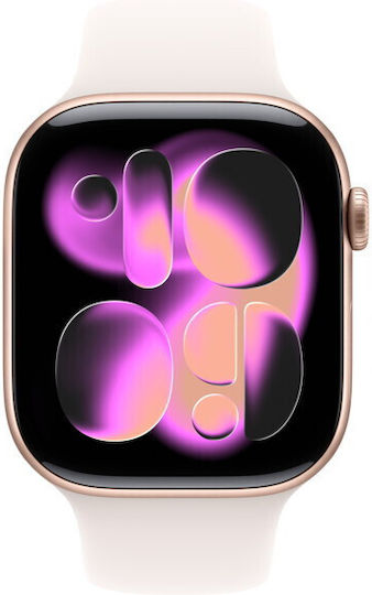 Apple Watch Series 11 Aluminium 46mm Waterproof with Heart Rate Monitor (Rose Gold Aluminium Case with Light Blush Sport Band - M/L)