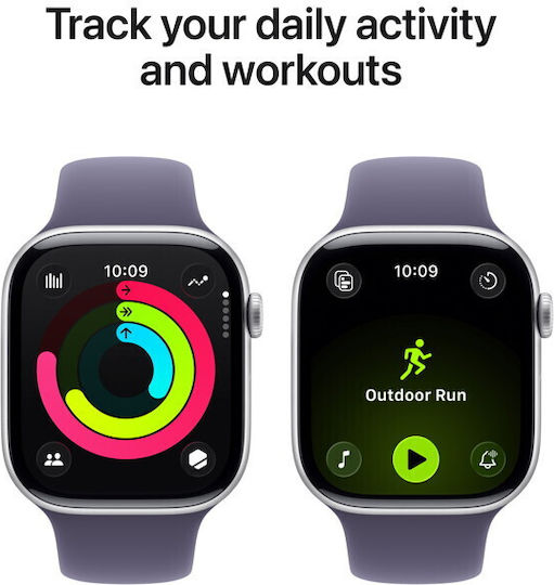 Apple Watch Series 11 Aluminium 42mm Wasserdicht mit Pulsmesser (Silver Aluminium Case with Purple Fog Sport Band - M/L)