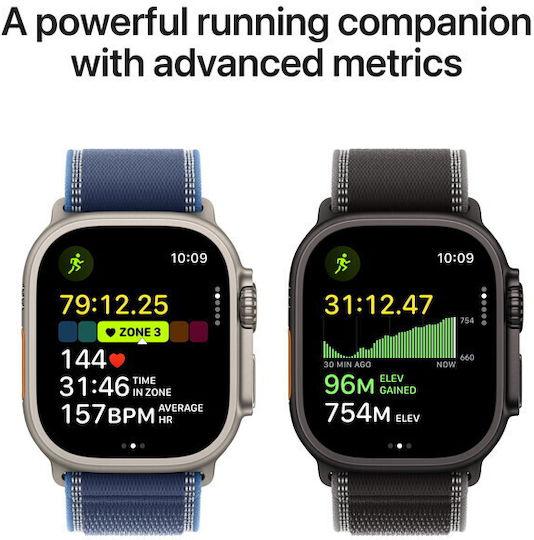 Apple Watch Ultra 3 Titanium 49mm Waterproof with eSIM and Heart Rate Monitor (Black Titanium Case with Black Alpine Loop - Small)