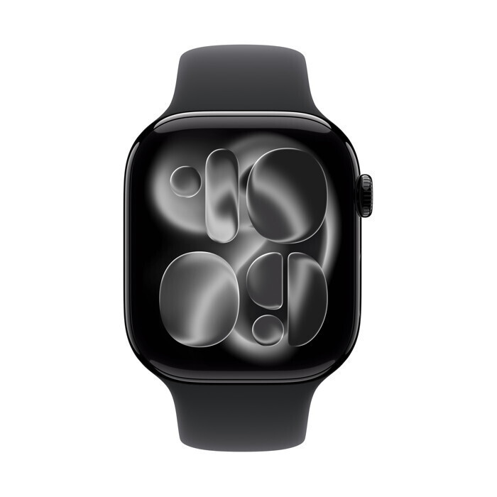 Apple Watch Series 11 Aluminium 42mm Αδιάβροχο με Παλμογράφο (Jet Black Aluminium Case with Black Sport Band - S/M) (MEQT4LWA)