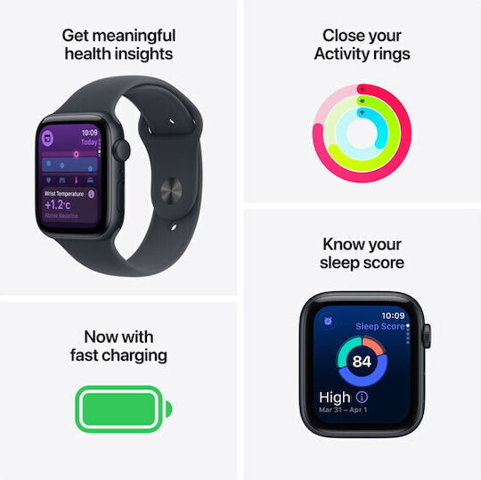 Apple Watch SE 3 Aluminium 40mm Waterproof with Heart Rate Monitor (Starlight Aluminium Case with Starlight Sport Band - M/L)