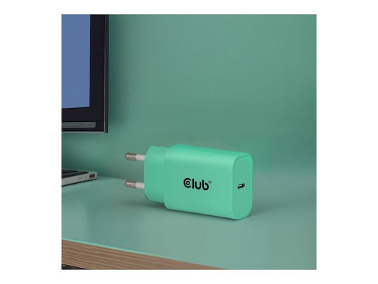 Club3D Charger Without Cable with USB-C Port 30W Power Delivery Greens (CAC-3024)