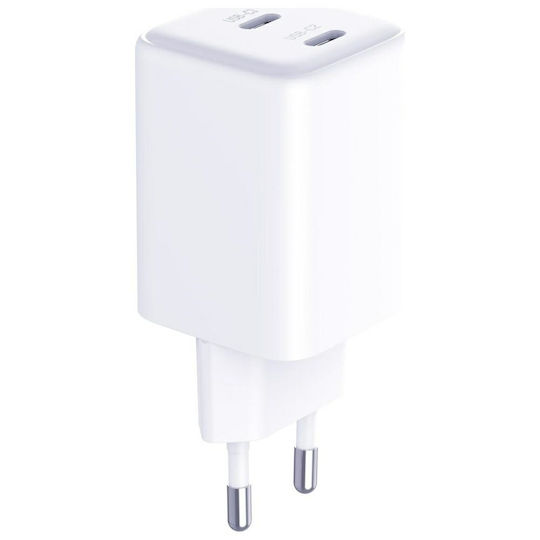 3MK Charger Without Cable with 2 USB-C Ports 45W Power Delivery Whites (Hyper Charger)