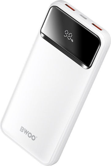 BWOO Ultra Thin Power Bank 10000mAh 22.5W με 2 Θύρες USB-A και Θύρα USB-C Power Delivery / Quick Charge 3.0 Λευκό