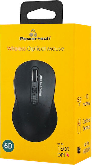 Powertech PT-1466 Безжичен Ергономичен Мишка Черен