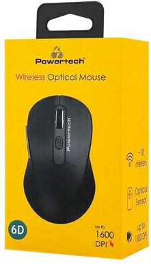 Powertech PT-1466 Безжичен Ергономичен Мишка Черен