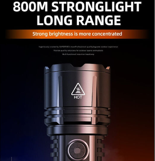 Supfire Lanternă cu Bliț LED Reîncărcabilă IP43 cu Luminozitate Maximă 1200 Lumen