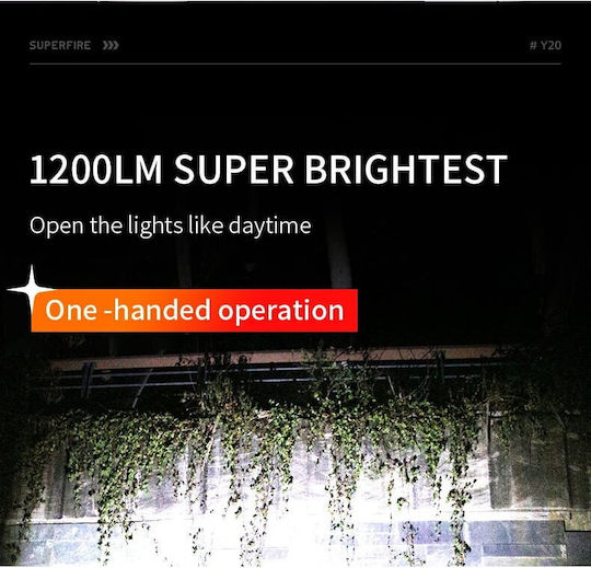 Supfire Lanternă cu Bliț LED Reîncărcabilă IP43 cu Luminozitate Maximă 1200 Lumen