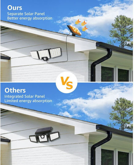 Lampa Montat pe perete Lampă Solară 1000lm Alb Rece 6500K cu Senzor de Mișcare și Telecomandă IP65 25.9bucx10bucx8.9buccm