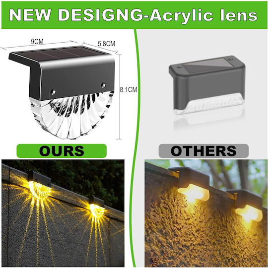 Rovo Set 2 Lămpi Solare de Perete 10lm cu Alb Cald Lumină IP55 9bucx6bucx3.5buccm