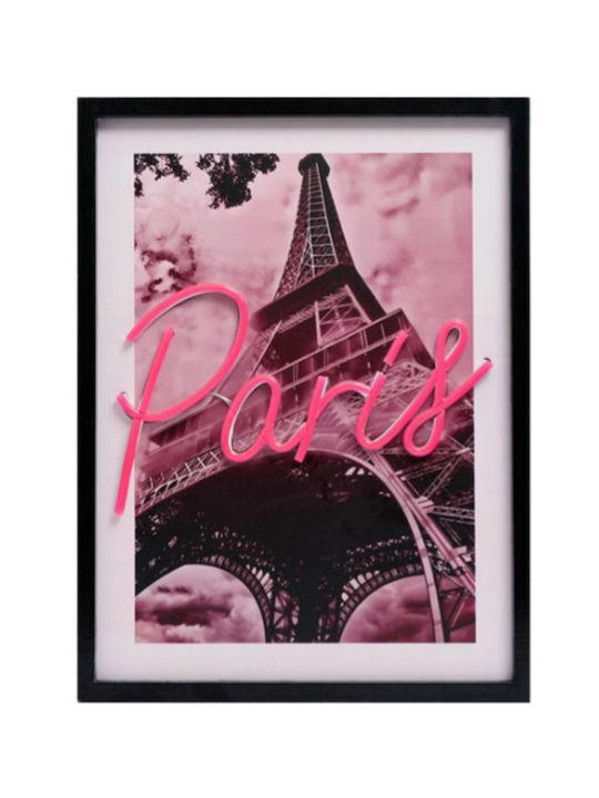 Κάδρο Πίνακας Φωτισμό Neon Σχέδιο Paris 30x40cm