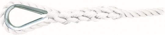 Eval Rope Twisted 10mm Mooring or Anchor Rope with Stainless Steel ShackleWhite