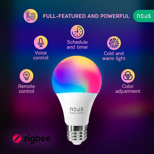 Nous Смарт крушки LED 9W за фасунга E27 RGB 810лм Димируем 2бр