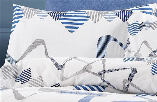 Dimcol Σετ Υπέρδιπλο 4τμχ 220x240εκ. White-blue