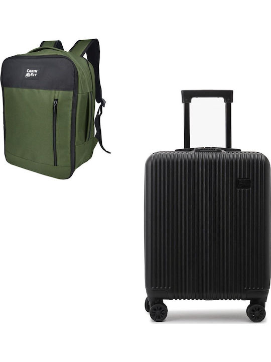 CabinFly Valiză de Călătorie Cabină Black, Green cu 4 roți Înălțime 55cm