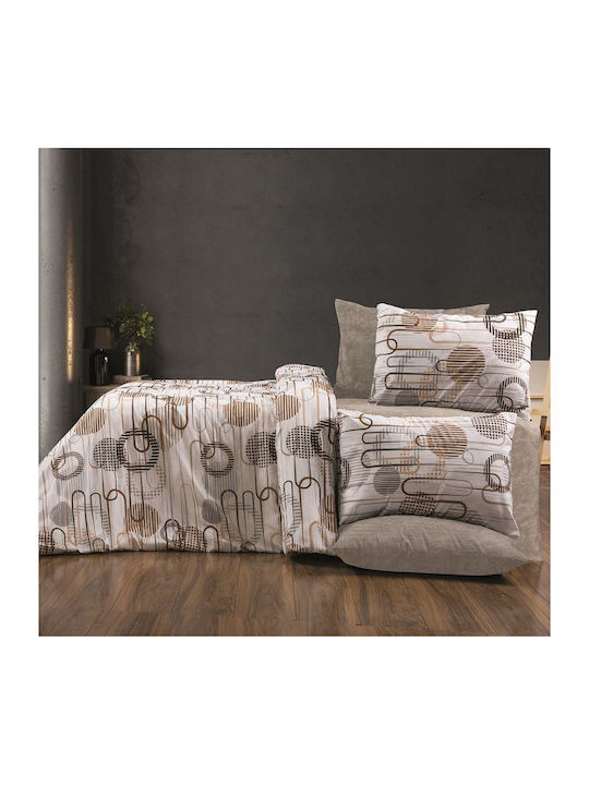Dimcol Sheet Sets Queen 240x270cm. White-mocha 4pcs