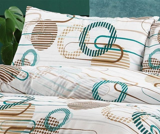 Dimcol Sheet Sets Queen 220x240cm. White-petrol 4pcs
