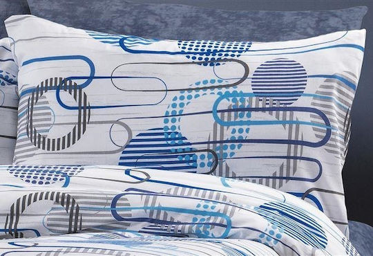 Dimcol Σετ Σεντόνια Υπέρδιπλα 220x240εκ. White-blue (4τμχ)