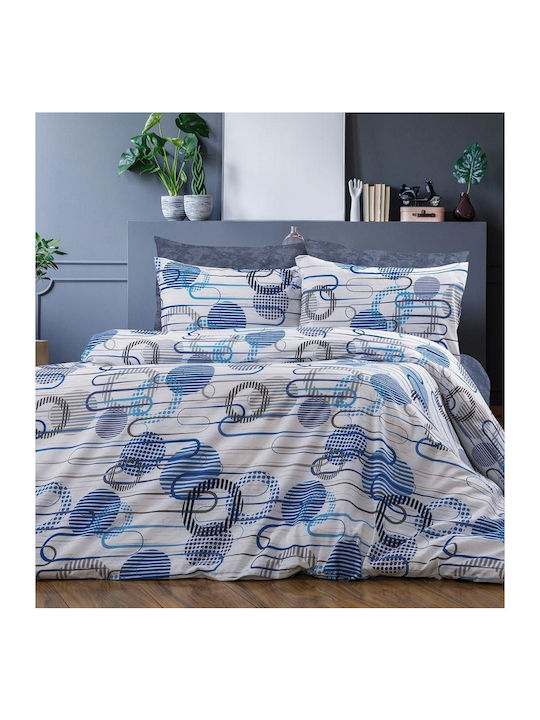 Dimcol Παπλωματοθήκη Μονή 160x240 Διώνη 602 White-blue
