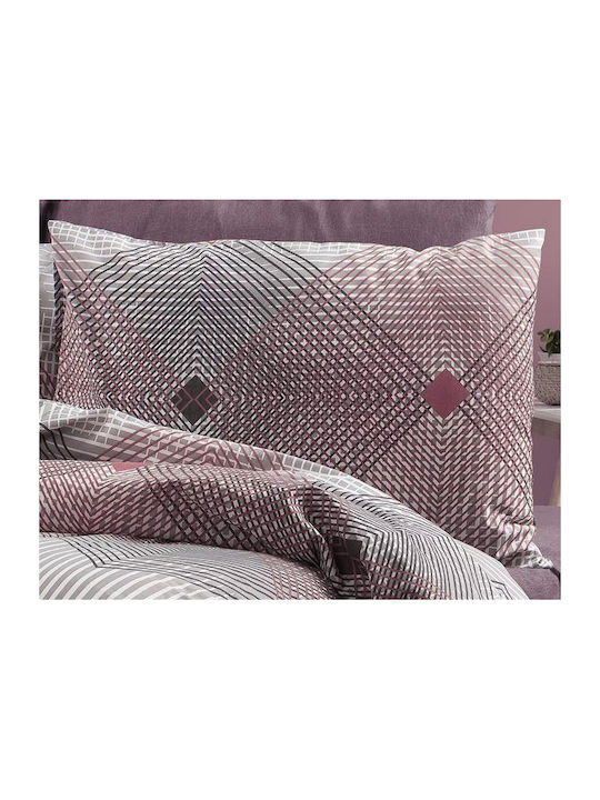 Dimcol Duvet Cover Single 160x240 Kallirroi 606 Grey-burgundy