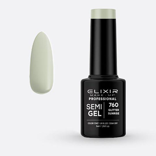 Elixir Semi Gel Ημιμόνιμο Βερνίκι Νυχιών Glitter Sunrise 760 με Glitter 5ml