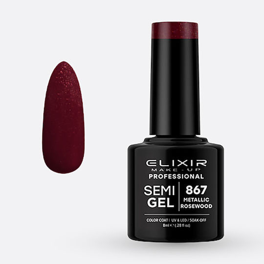 Elixir Make-up Semipermanent Lac de Unghii Metallic Rosewood 8ml 1buc