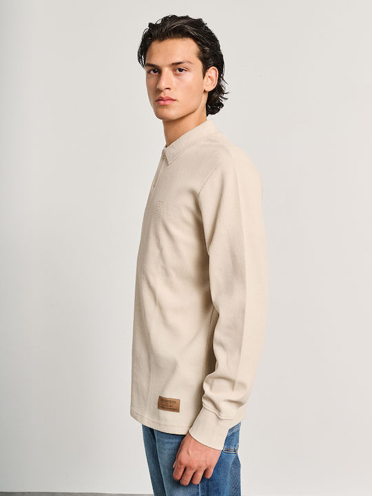 Cedric Polo Long Sleeve Blouse Taupe