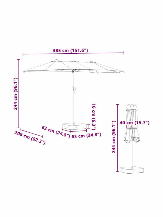 Umbrella Floor Aluminum Beige with Steering Wheel 3.85x2.09m